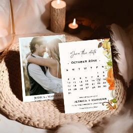 Reserva La Fecha Boda de caligrafía elegante de otoño de calabaza