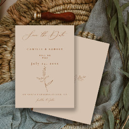 Reserva La Fecha Boda de Caligrafía en Terracota Minimalista Modern