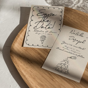 Reserva La Fecha Boda De Champagne Quirky Con Escritura Retro