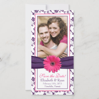 Reserva La Fecha Boda de cinta floral rosa de margarita morada Guar