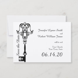 Reserva La Fecha Boda de clave blanca y negra salva la fecha