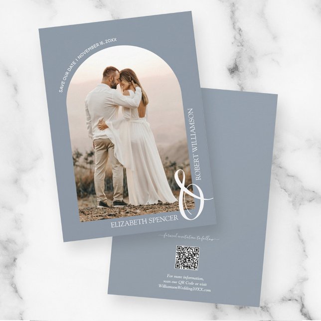 Reserva La Fecha Boda de código QR azul de Dusty Foto (Subido por el creador)