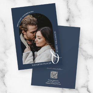 Reserva La Fecha Boda de código QR azul de la marina fotográfica