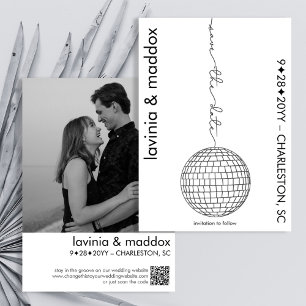 Reserva La Fecha Boda de código QR de fotografía moderna en disco n