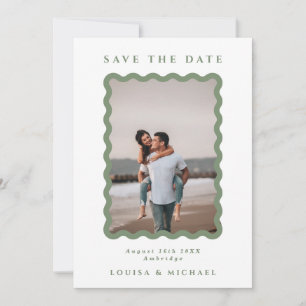 Reserva La Fecha Boda de código QR de fotografías de marco ondulado