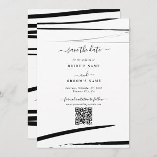 Reserva La Fecha Boda de código QR de resumen blanco negro moderno