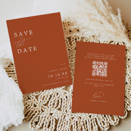 Reserva La Fecha Boda de código Qr del Naranja Quemado de Boho