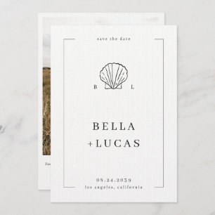 Reserva La Fecha Boda de código QR monograma de la cubierta costera