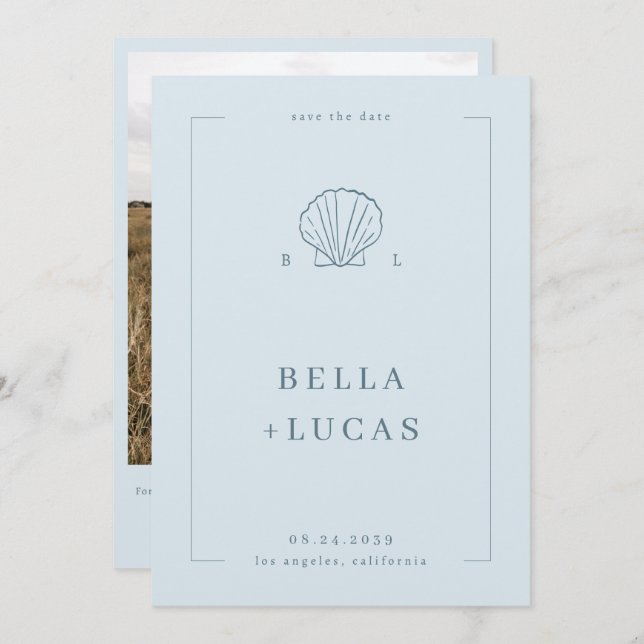 Reserva La Fecha Boda de código QR monograma de la cubierta costera (Anverso / Reverso)