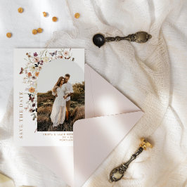 Reserva La Fecha Boda de código QR para arca de flores silvestres o