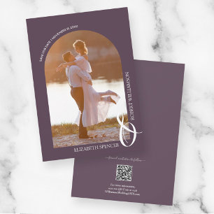 Reserva La Fecha Boda de código QR púrpura de foto