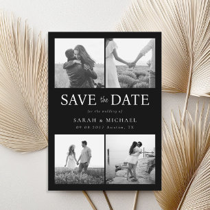 Reserva La Fecha Boda de Collage de fotos blanco y negro moderno