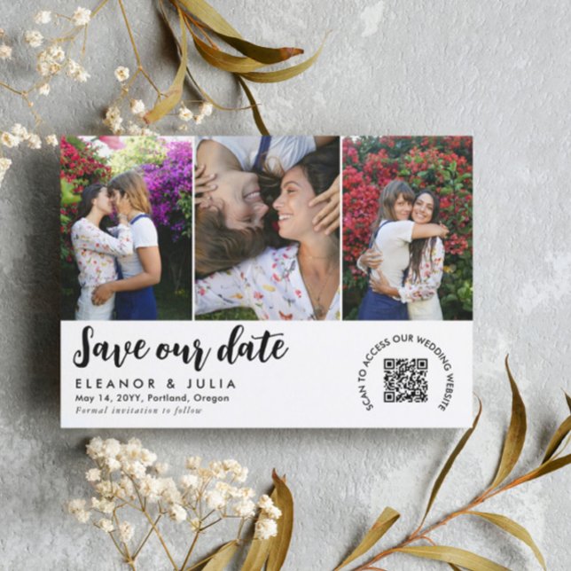 Reserva La Fecha Boda de Collage de fotos de código QR Guardar la f (Subido por el creador)