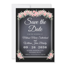 Boda de color negro floral Chalkboard