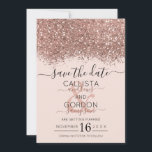 Reserva La Fecha Boda de Confeti Brillante Rosa Dorado de Lujo<br><div class="desc">La elegante, glamorosa y moderna tarjeta de aviso de boda guardada es perfecta para la pareja comprometida contemporánea y elegante. Cuenta con un bloque de color con brillo de rosa dorada falso impreso y confeti con purpurina sobre un simple fondo de color rosa suave. La parte posterior muestra el mismo...</div>