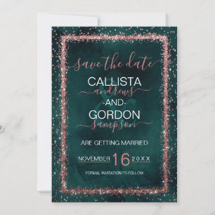 Reserva La Fecha Boda de Confeti Rospedregado con Oro Esmeralda