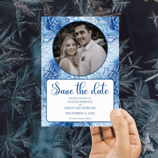 Reserva La Fecha Boda de copos de nieve azules de Winter Wonderland (Subido por el creador)