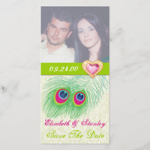 Reserva La Fecha Boda de corazón de pluma de pluma de piedra de pav