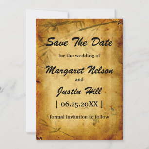 Reserva La Fecha Boda de cosecha arte de caligrafía de bambú japoné