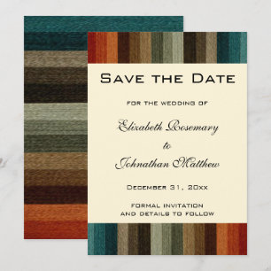 Reserva La Fecha Boda de cosecha, cálido patrón de franjas otoñales