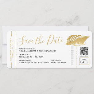 Reserva La Fecha Boda de crucero Ticket Boarding Pass Gold
