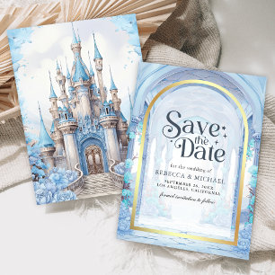 Reserva La Fecha Boda de Cuento de Hadas Castillo Floral Azul