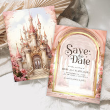 Boda de cuento de hadas en un castillo floral rosa