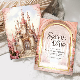 Reserva La Fecha Boda de cuento de hadas en un castillo floral rosa