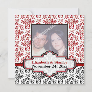 Reserva La Fecha Boda de damasco negro blanco rojo Save the Date