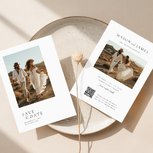 Reserva La Fecha Boda de Destino Código Qr de Foto Boho