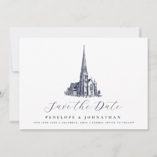 Reserva La Fecha Boda de destino de la iglesia cristiana elegante