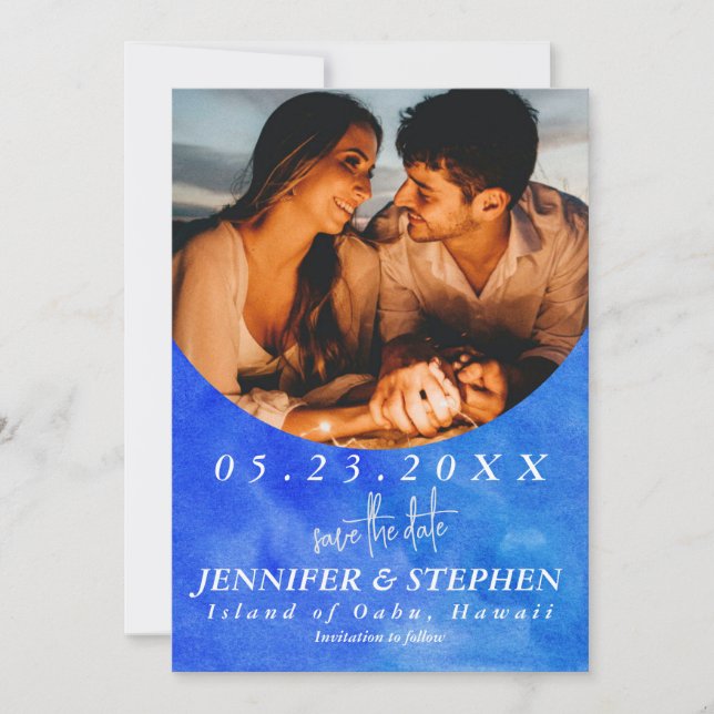 Reserva La Fecha Boda de destino de la Moda de Playa del Océano Azu (Anverso)