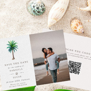 Reserva La Fecha Boda de destino de palmera tropical Foto