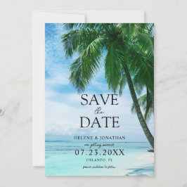 Reserva La Fecha Boda de destino de palmeras tropicales de playa