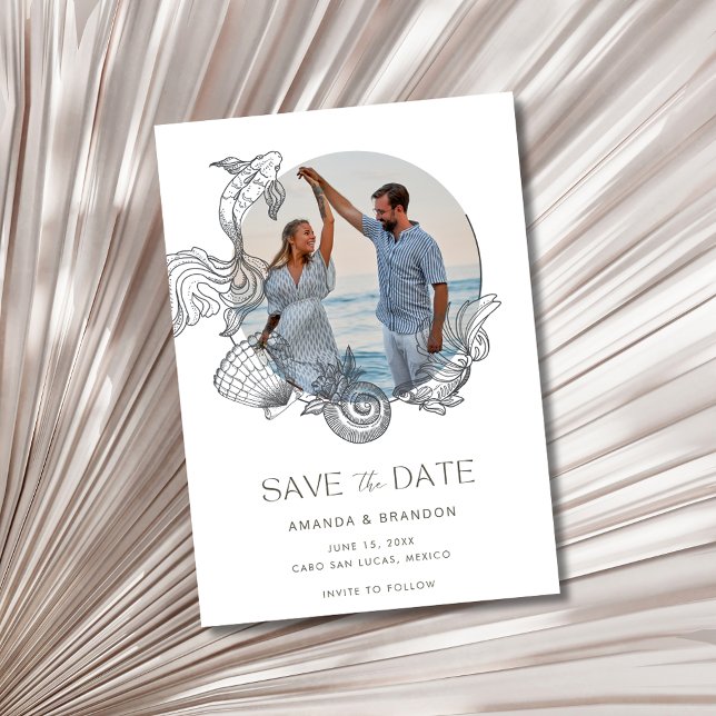 Reserva La Fecha Boda de destino de playa caprichosa Guardar la fec (Whimsical Beach Destination Wedding Save the Date)