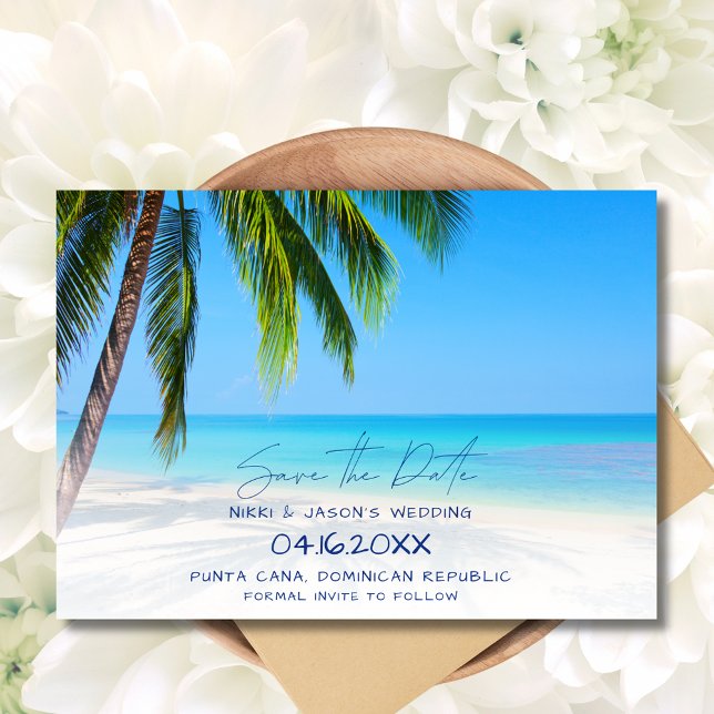 Reserva La Fecha Boda de destino de playa tropical Guardar la fecha (Tropical Beach Destination Wedding Save the Date)