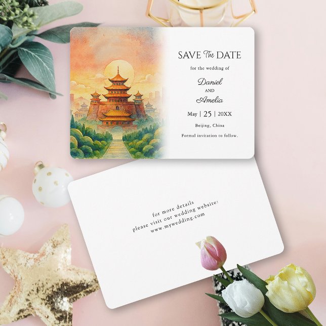 Reserva La Fecha Boda de destino en Beijing China   (Beijing  China Destination  Save The Date)