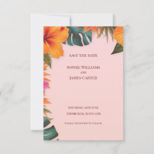 Reserva La Fecha Boda de destino floral de hibisco tropical rosa