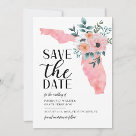 Reserva La Fecha Boda de destino Florida con guión acuarela