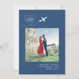 Reserva La Fecha Boda de destino Imagen Monograma del avión azul
