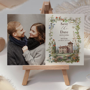 Reserva La Fecha Boda de destino Italia acuarela Toscana foto