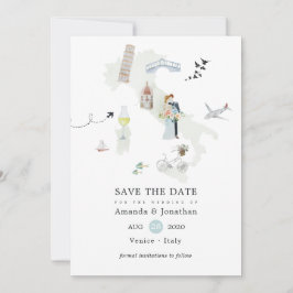 Reserva La Fecha Boda de destino italiana de color de agua