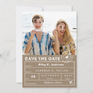 Reserva La Fecha Boda de destino Kraft Etiqueta de equipaje 2 Foto