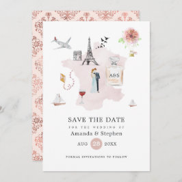 Reserva La Fecha Boda de destino Rubor Pink & Rosa Gold Paris