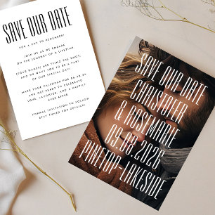 Reserva La Fecha Boda de detalles de gran negrita y foto simple ult