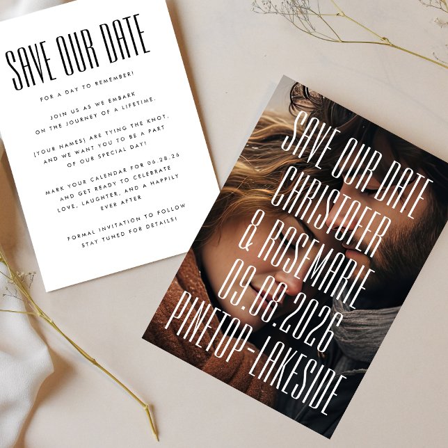 Reserva La Fecha Boda de detalles de gran negrita y foto simple ult (Subido por el creador)