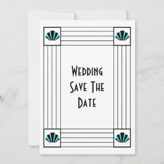 Reserva La Fecha Boda de diseño Art Deco Azul