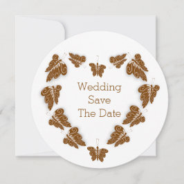Reserva La Fecha Boda de diseño de mariposas de color chocolate