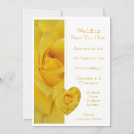 Reserva La Fecha Boda de diseño del corazón de rosa amarillo