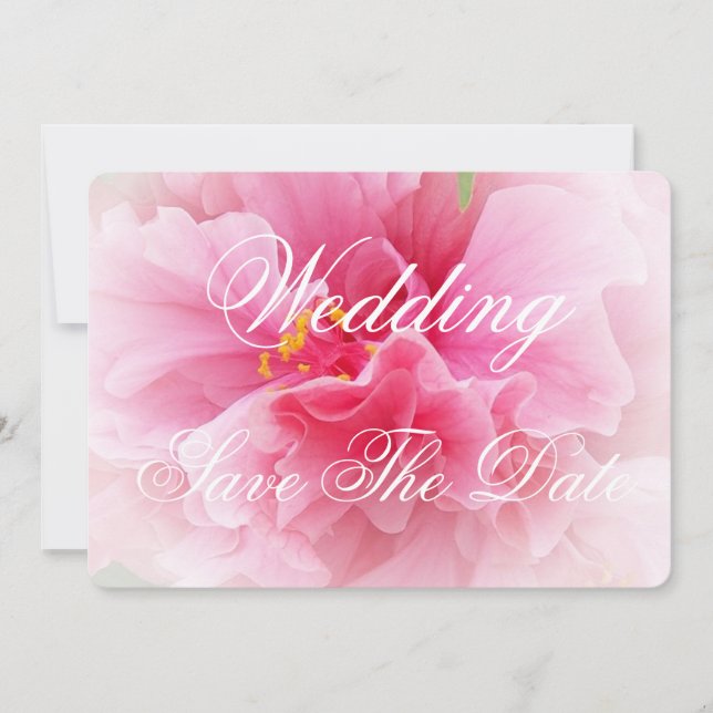 Reserva La Fecha Boda de diseño floral rosa (Anverso)